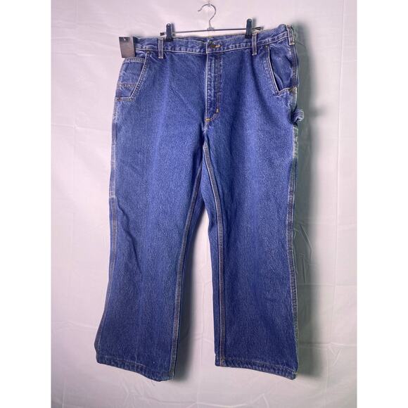 Carhartt Blue Denim Medium Wash Carpenter Jeans 5- Pockets Men's Size 40/30 - Picture 1 of 2